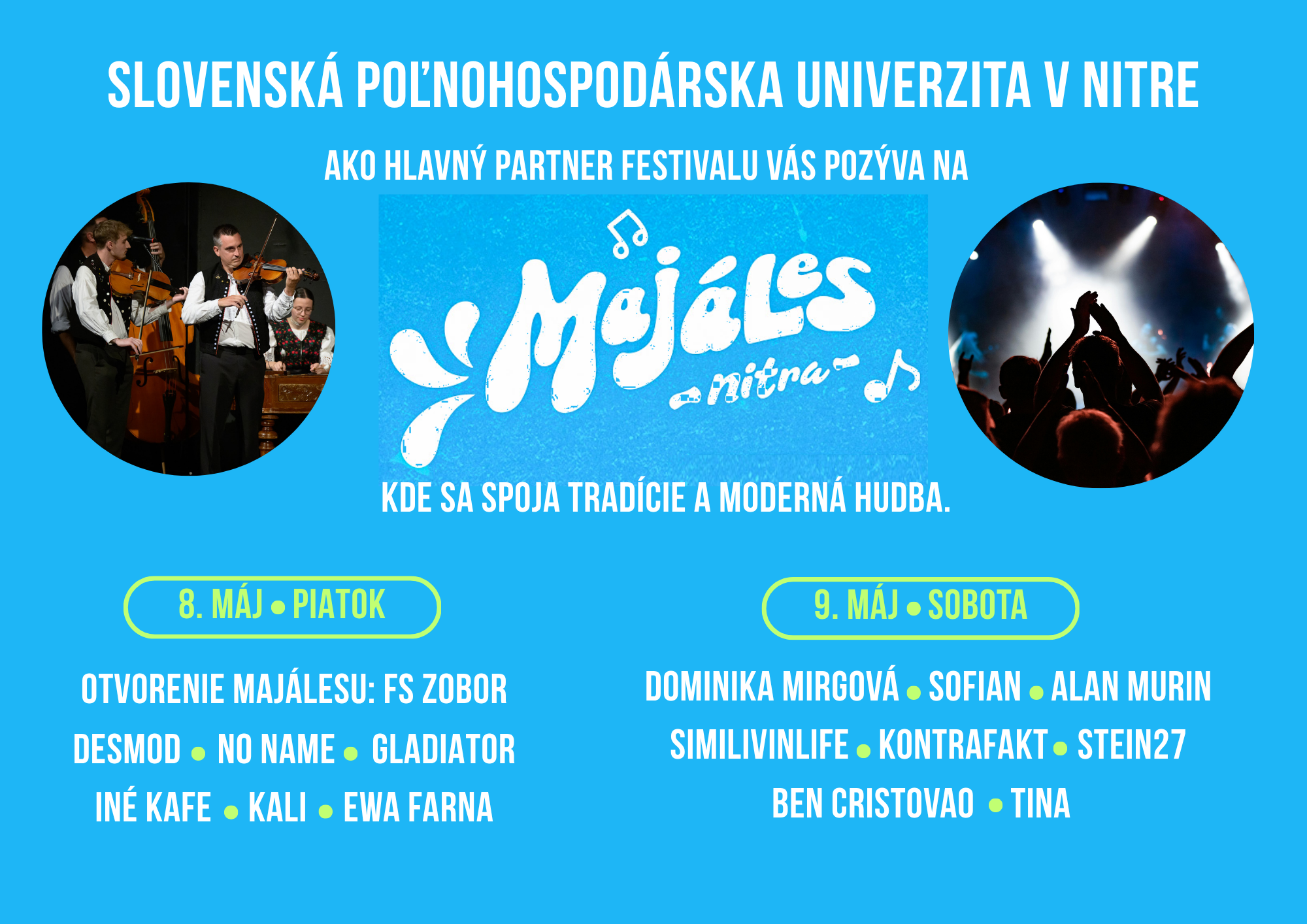 SPU pozýva na Majáles Nitra 2026: prepojí univerzitu, tradície a modernú hudbu